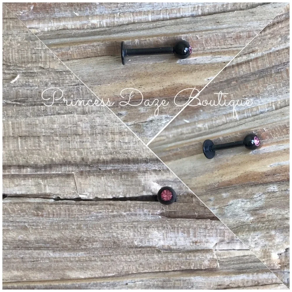 Black Labret Stud Lip Monroe Piercing Jewelry‎ with Pino Gemstone